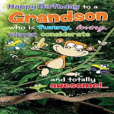 Words 'n' Wishes Traditional Grandson Birthday Card, Birthday Card Grandson, Multi-Coloured 23.5 x 12.7 cms