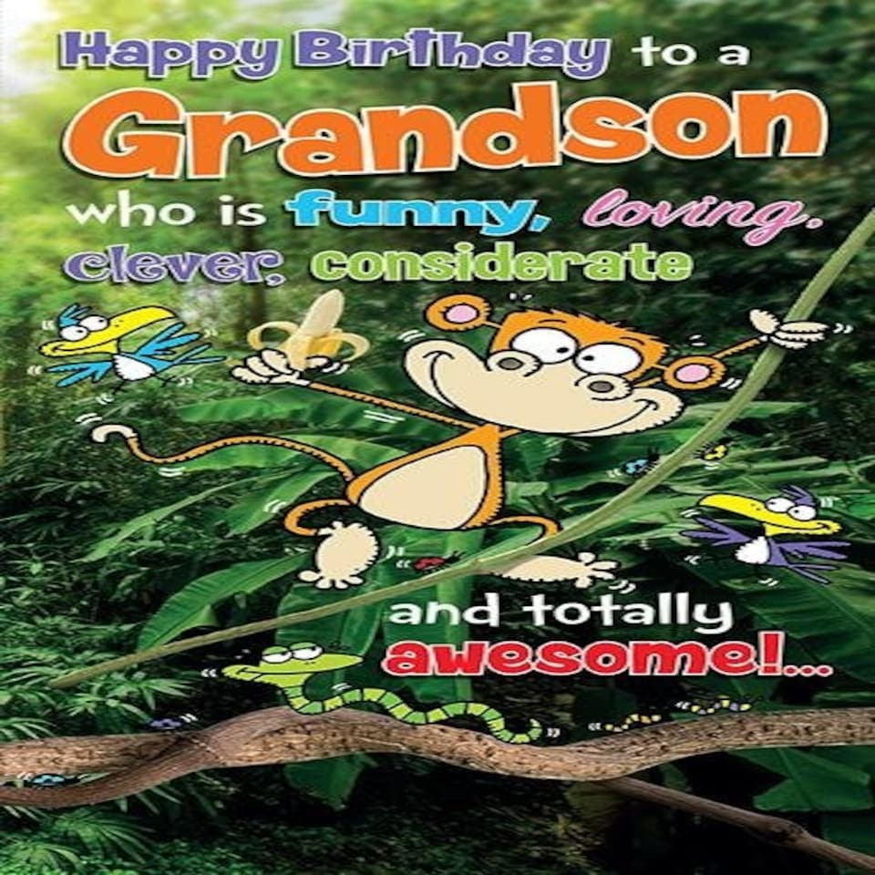 Words 'n' Wishes Traditional Grandson Birthday Card, Birthday Card Grandson, Multi-Coloured 23.5 x 12.7 cms