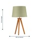 image 6 of Set of 2 Dark Oak Table Lamp or Bedside Lights with Sage Green Shades | Brown | Green | Large | 2