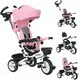 image 1 of HOMCOM 6 in 1 Trike for Toddler 1-5 Years with Parent Handle, Pink