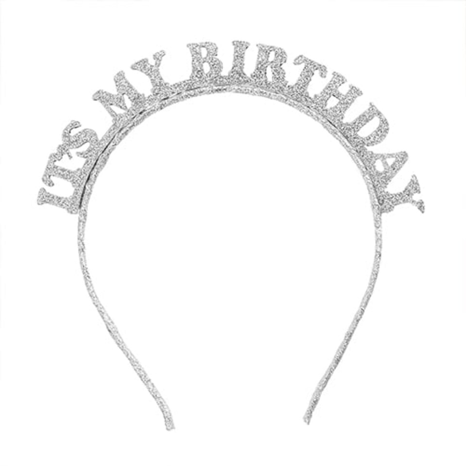 image 1 of Silver 'It's My Birthday' Glitter Headband