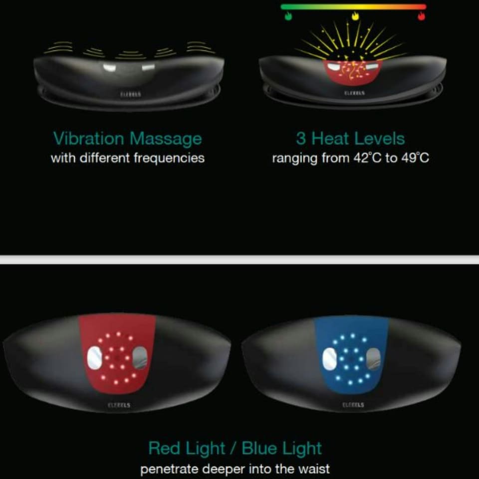 image 1 of Eleeels R4 Lumbar Traction Device for Back Pain Relief with Vibration Massage and Light Therapy Black | One Size