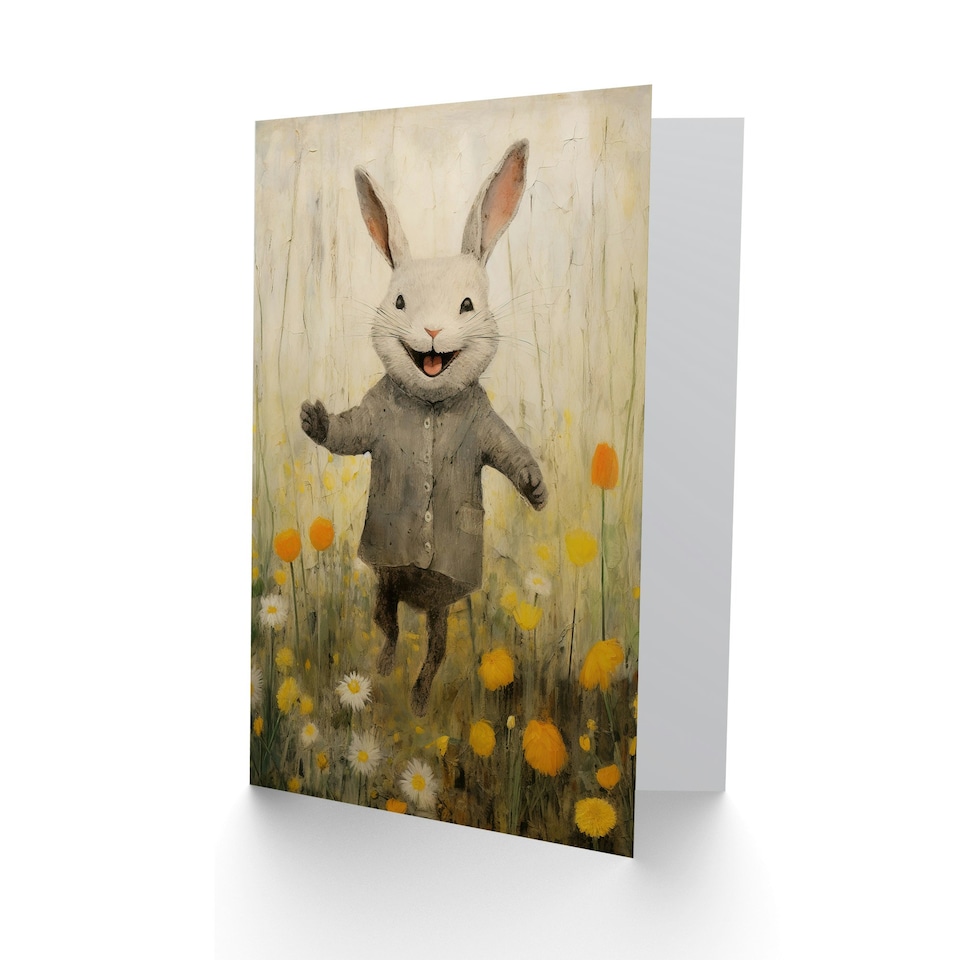 image 1 of Raincoat Bunny Kids Rabbit Kids Birthday Child Card