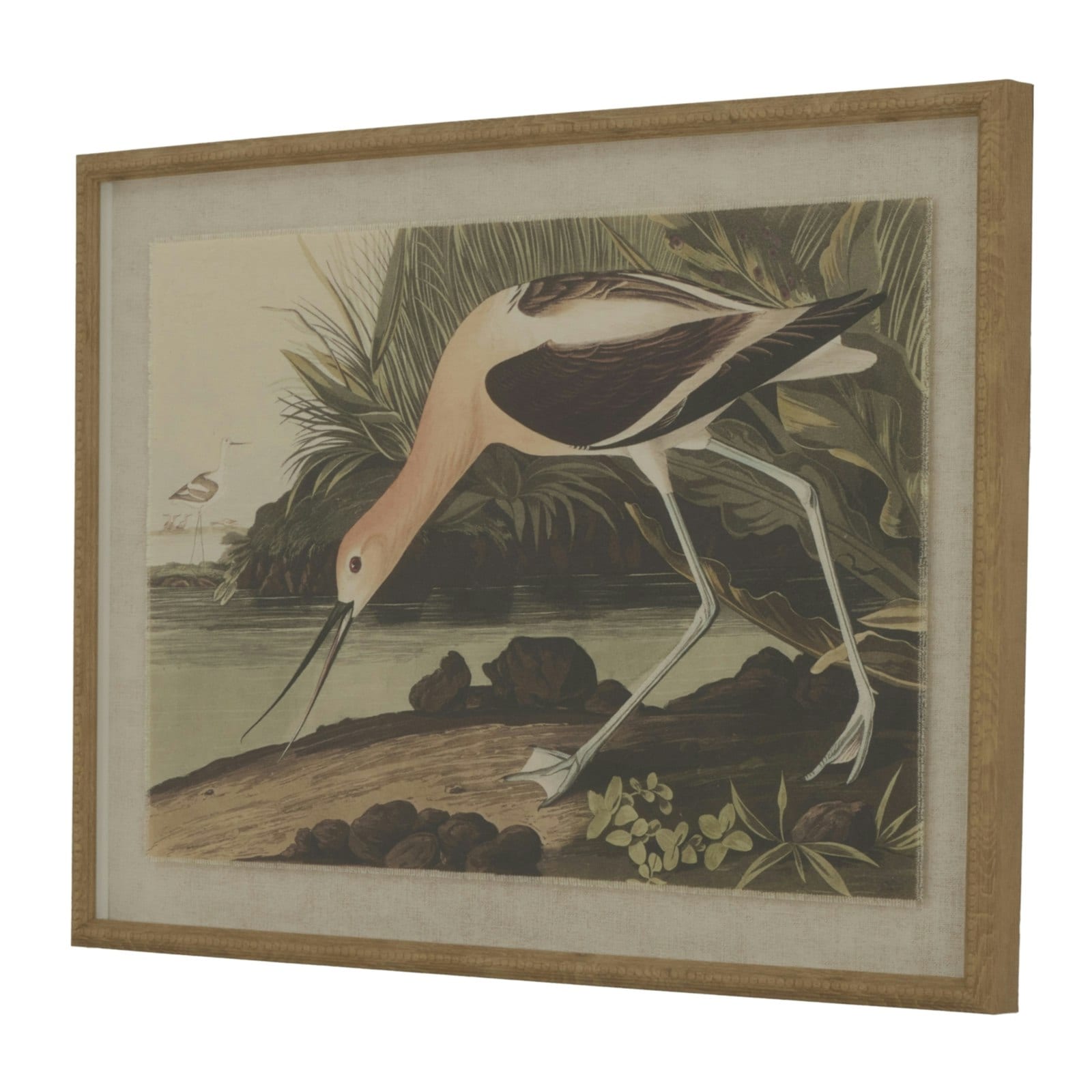 Hill Interiors Flora & Fauna Collection Avocet Linen Framed Wall Art - Multicoloured - 45cm x 2cm x 62cm