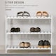 image 4 of HOMCOM 3-Tier Shoe Rack Wood Frame Slatted Shelves White
