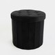 image 4 of OHS Matte Velvet Soft Round Foldable Footstool Seat Storage Organiser Ottoman Black