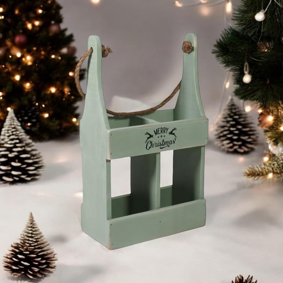 image 1 of 2 Bottle Wine Holder - L10 x W21 x H39 cm - Rustic Green