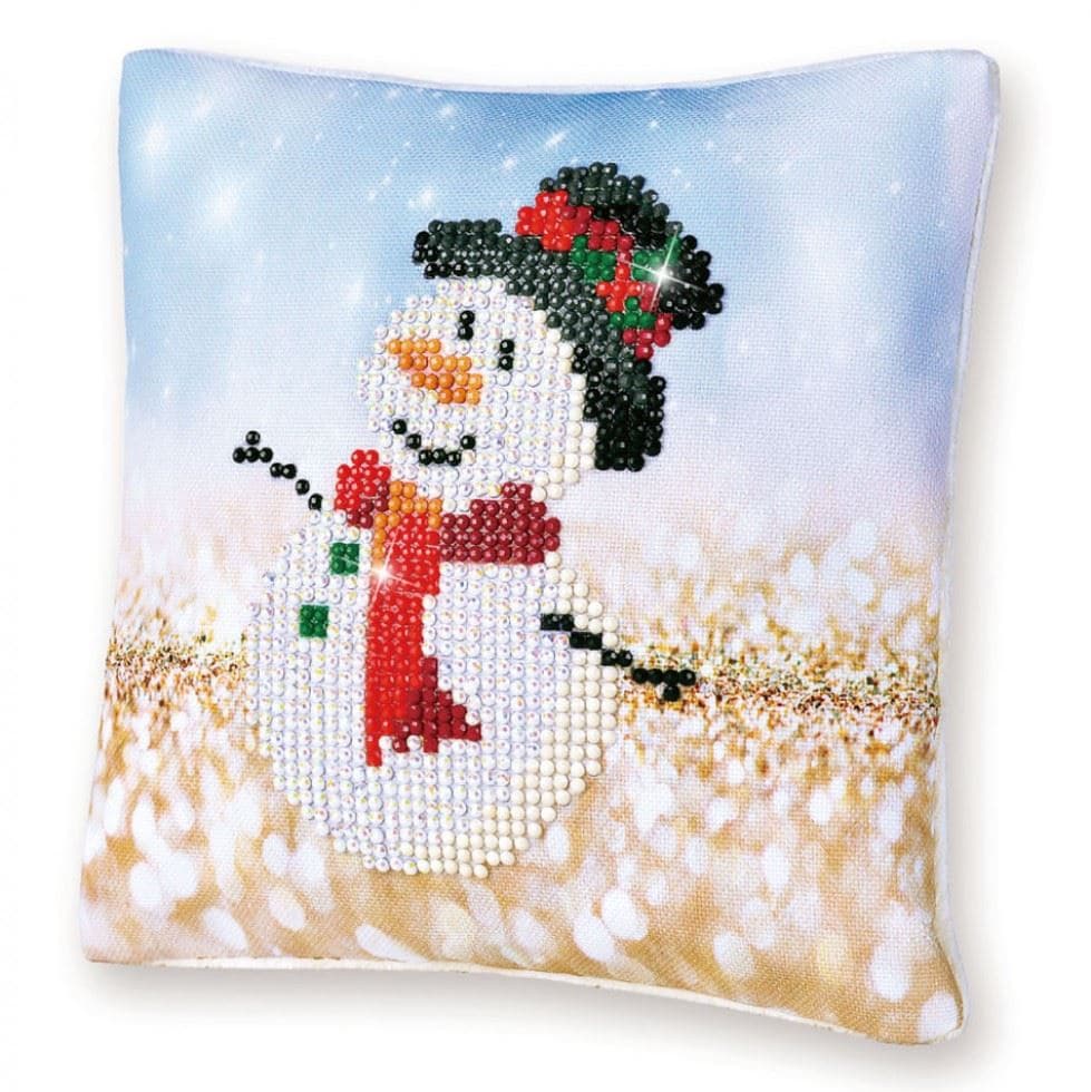 Diamond Dotz Diamond Painting Kit Cushion Snowman Top Hat, Christmas Pattern