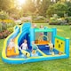 image 2 of AIYAPLAY 8 in 1 Bouncy Castle for Kids, Inflatable Bounce House with Slide | Multi | Light blue base, orange slide, deep blue sides | 350 x 320 x 190 cm