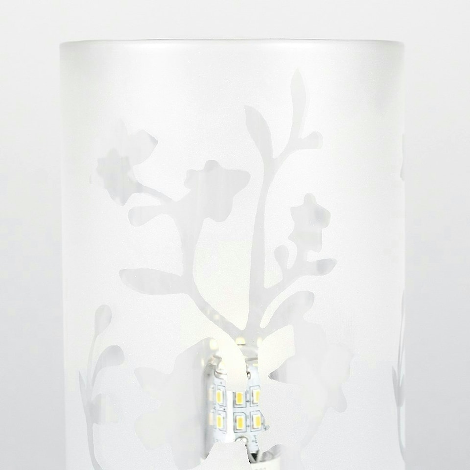 image 1 of ValueLights Modern Floral Design Glass And Polished Chrome Touch Bedside Table Lamp