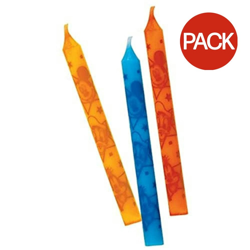 Mickey Mouse & Friends Stars Birthday Candles (Pack of 12) - Orange/Yellow/Blue - One Size