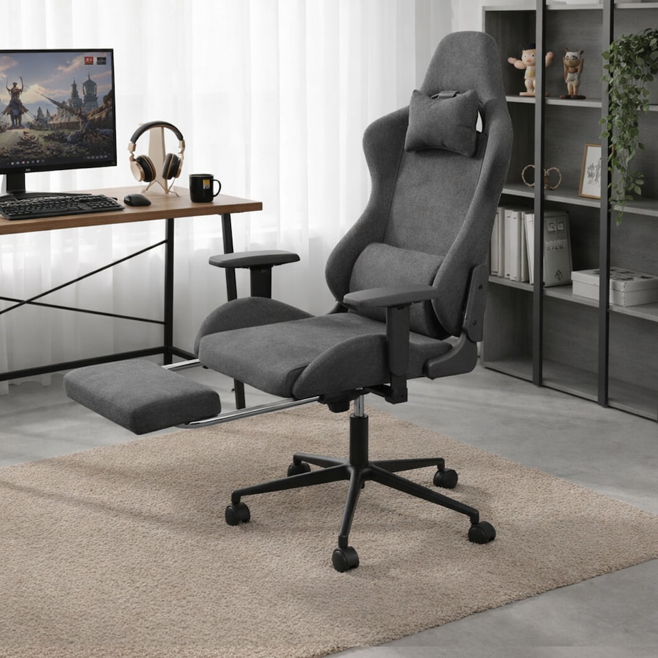 image 1 of Levede Ergonomic Office Chair Reclining Executive Chair Spring Foam Cushion | Grey | Grey