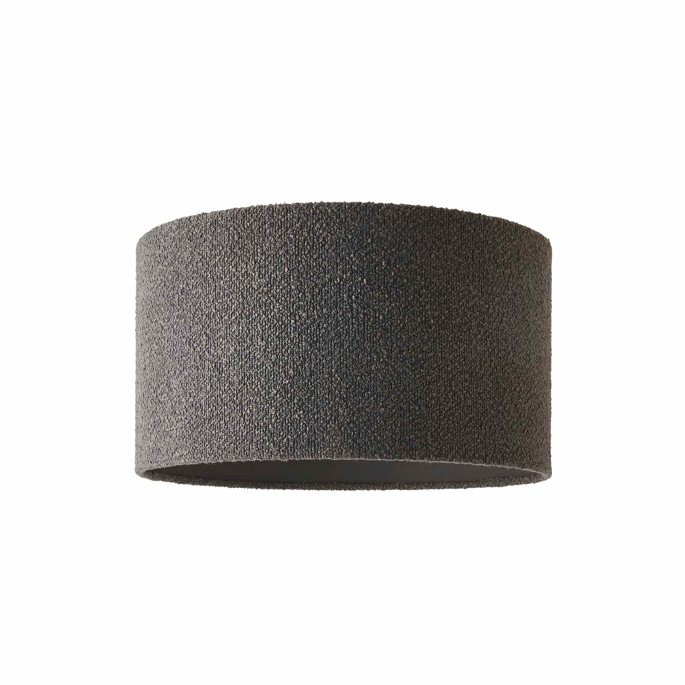 ValueLights Reni Charcoal Grey Boucle Easy Fit Drum Ceiling Lamp Shade | Size: Large