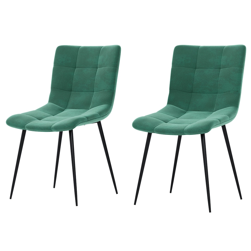 image 1 of Vida Designs Richton Set of 2 Dining Chairs Upholstered Fabric Padded Chair, Green | Green | Green