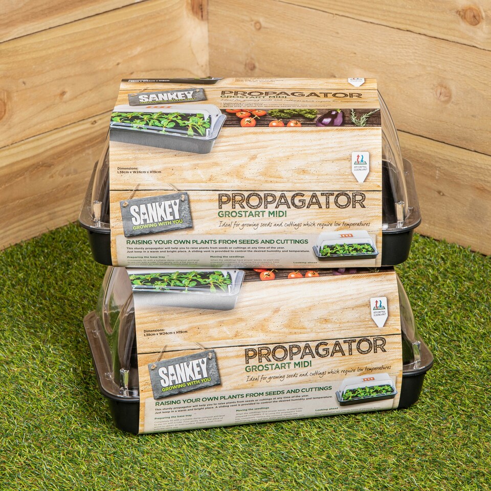 image 1 of 2 x 38cm Unheated Seed Starter Trays Grostart Midi Propagators Indoor Seedling Planters