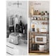 image 8 of Kitchen Storage Rack with Power Outlet, Coffee Station Style Baker’s Rack with Hooks and Panel, Rustic Brown and Ink Black