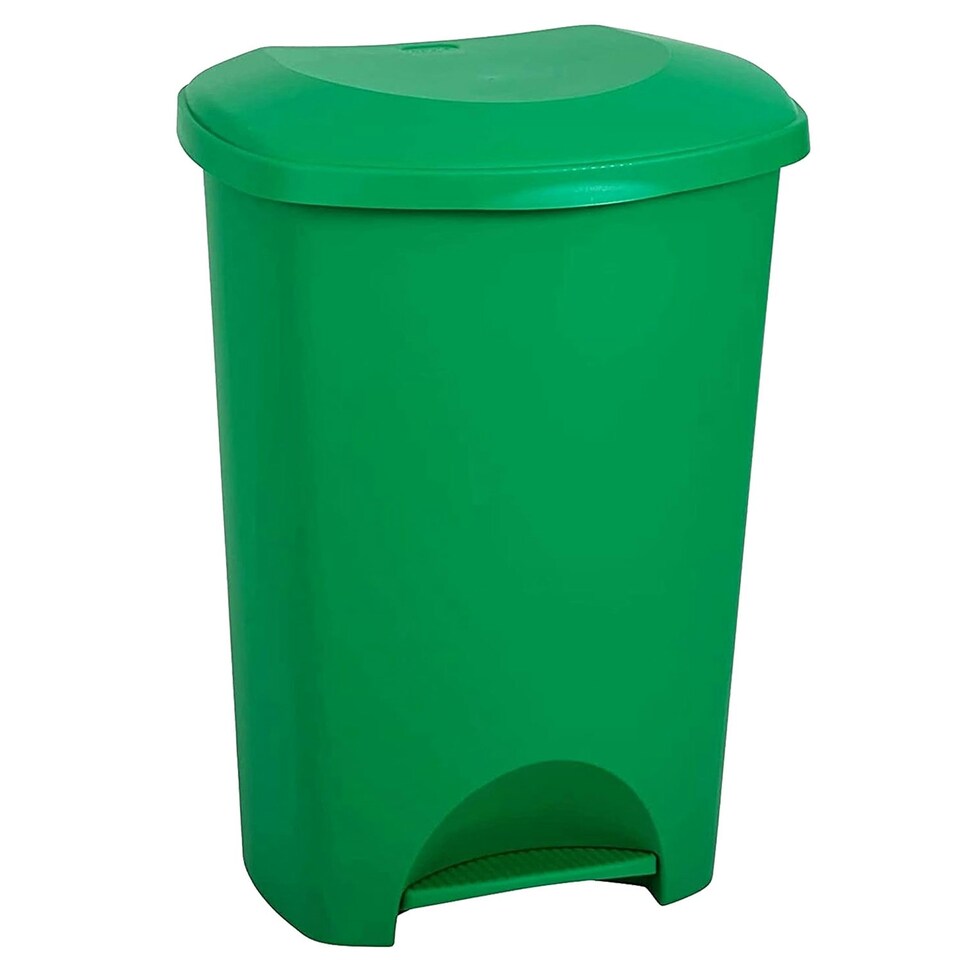 image 1 of 2 x 50L Green Hard Wearing Home Office Plastic Waste Rubbish Bin With Lid Green