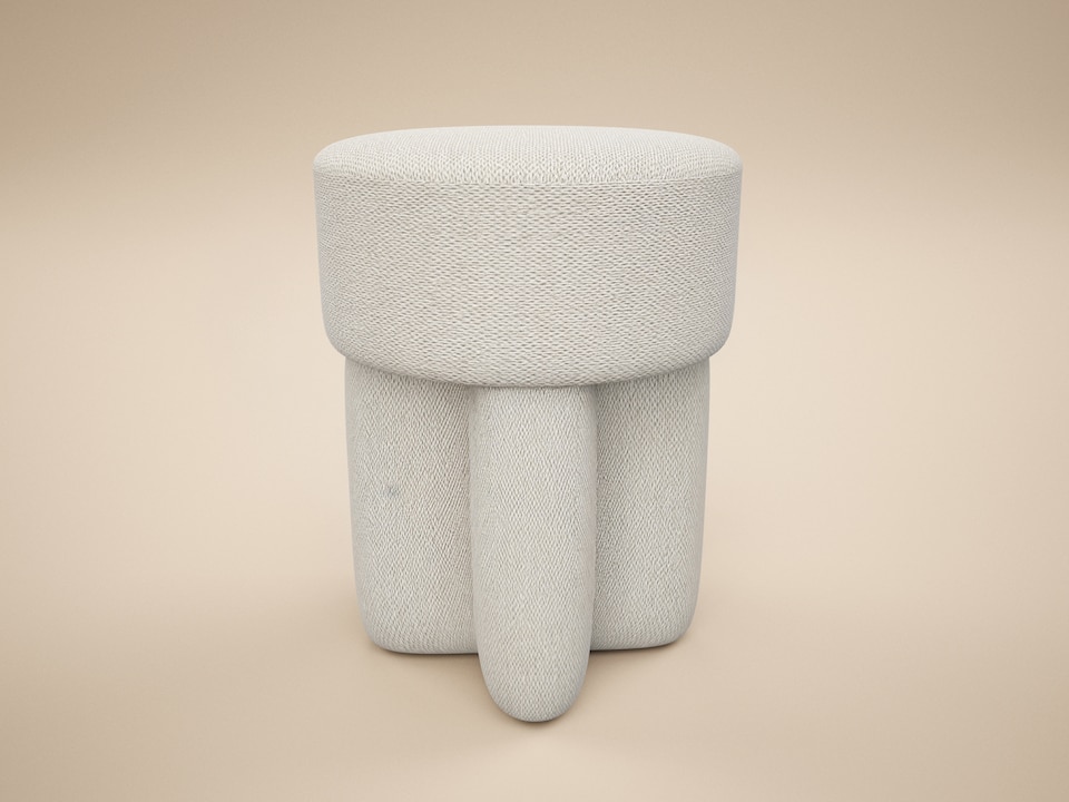 image 1 of SOLACE+CO Astrid Wave Chenille Round Pouffe Cream