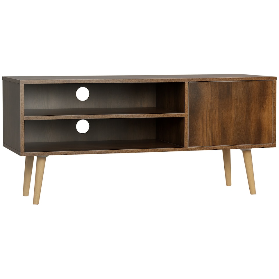 image 1 of HOMCOM TV Unit Cabinet for TVs up to 55Inches with Cupboard Shelves, Brown