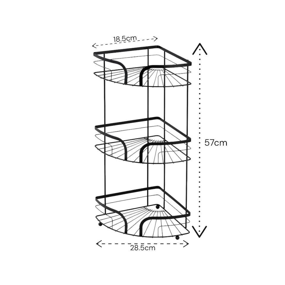 image 1 of Showerdrape Dante Black Freestanding Corner Floor Caddy | Black | 1