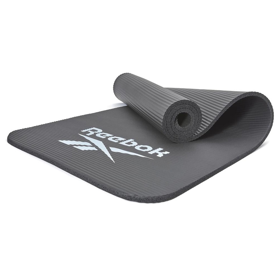 image 1 of Reebok 10mm NBR Training Mat with Carry Strap, Ridged Non-Slip Surface, 183 x 61 cm. | Multi | Grey | 183cm (L) x 61cm (W) x 1cm (H)