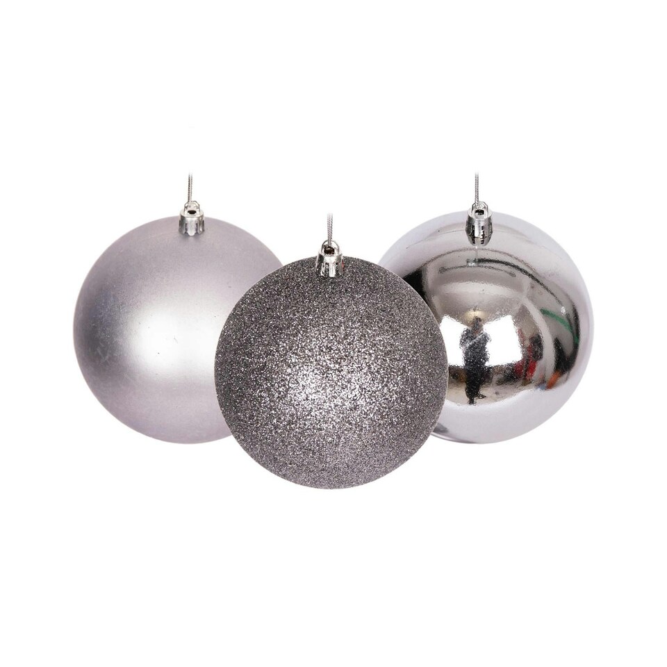 image 1 of 6 Pcs Set PVC Baubles Mid Grey 6cm