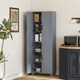 image 2 of HOMCOM Modern Kitchen Cupboard Storage Cabinet with 4 Shelves, Black Grey