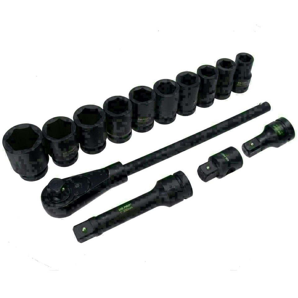 image 1 of 1in Drive Impact Metric Socket + Accessory Kit Ratchet Extensions 22 - 46mm
