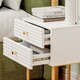 image 9 of HOMCOM Bedside Tables Set of 2, Bedside Cabinet with 2 Drawers, Gold Steel Legs, Modern Side Table with Striped Panel for Bedroom, Living Room, White