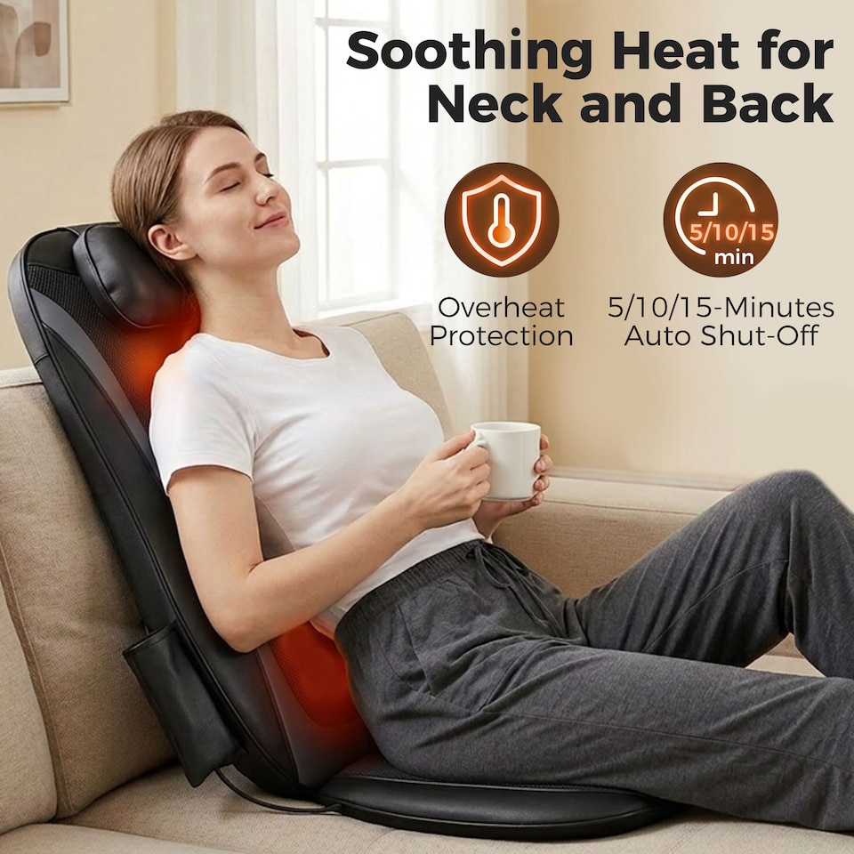 image 1 of HOMCOM Back Massager with Heat, Deep Tissue Massage Chair for Home Office