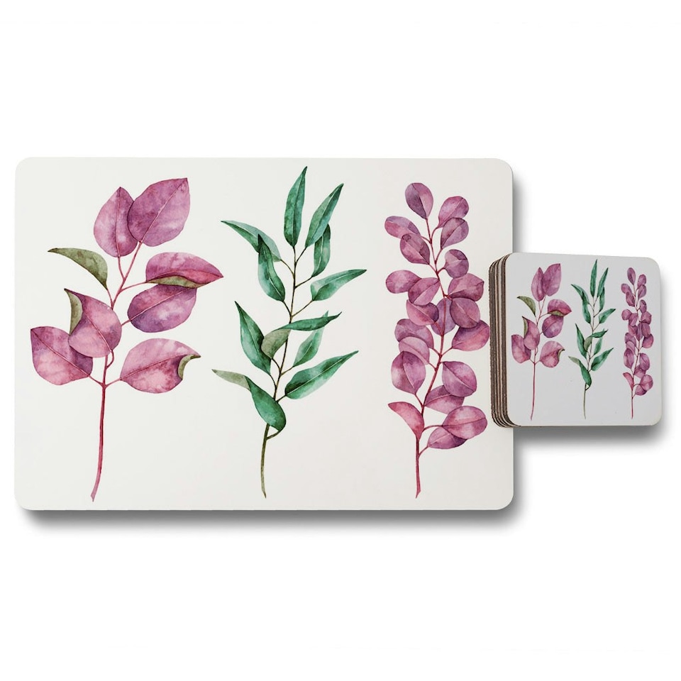 Purple & Green Leaves (Placemat & Coaster Set)