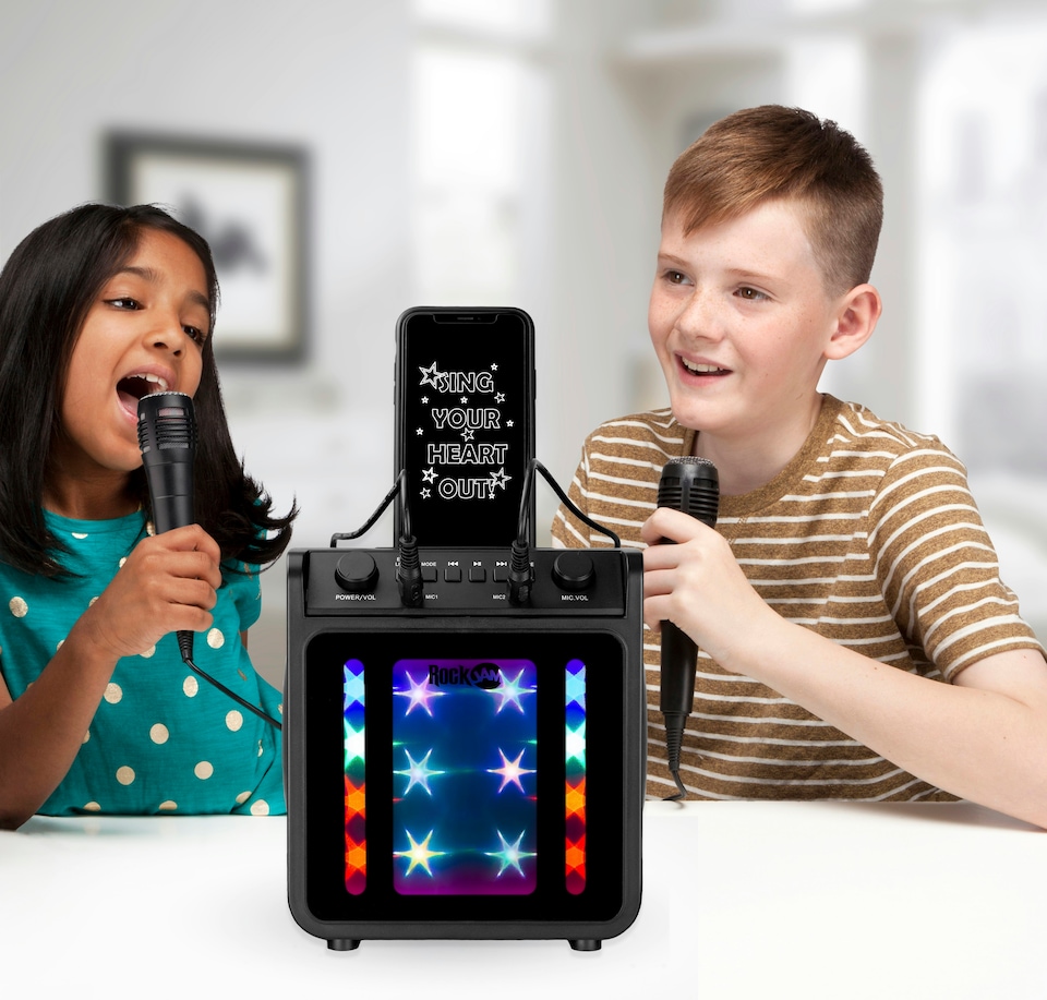 image 1 of RockJam Bluetooth Karaoke Machine with Two Mics & Lightshow