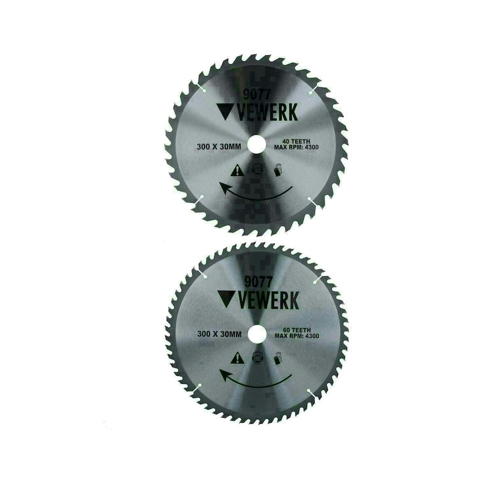 image 1 of 300mm x 30mm TCT Tungsten Carbide Tipped Circular Saw Blades 40 + 60 Teeth