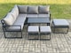 image 2 of Fimous Aluminium Outdoor Garden Furniture Set Lounge Sofa Oblong Coffee Table Sets with 3 Footstools Indoor Conservatory Set Dark Grey