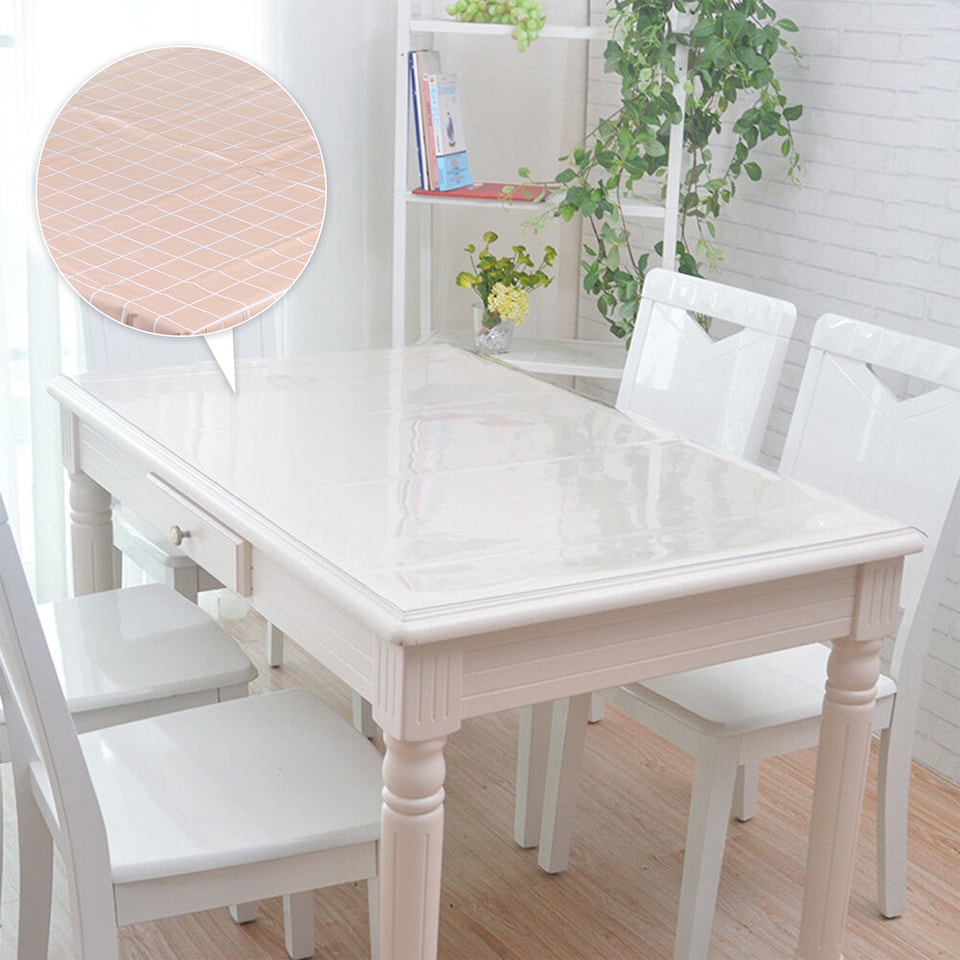 image 1 of Checkered Rectangular Tablecloth, PVC Plastic Table Cover - 137x180cm