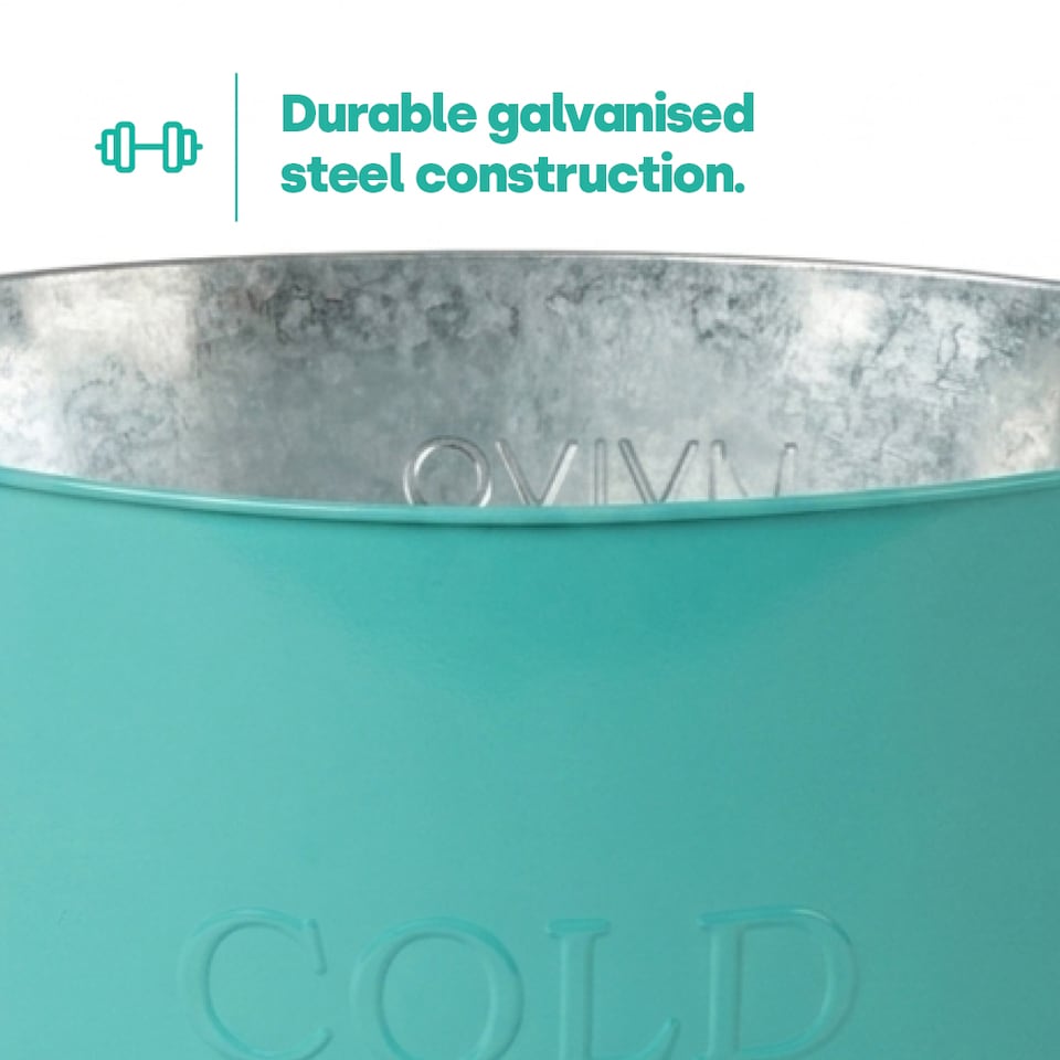 image 1 of Galvanised Steel Drinks Bucket - Turquoise