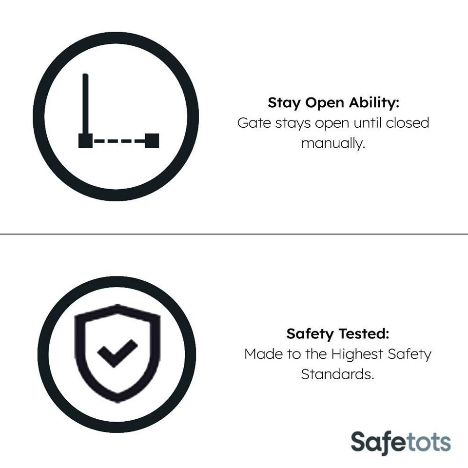image 1 of Safetots Extra Tall Metal Safety Gate Pressure Fit, 107.4cm - 115cm, Slate Grey, 104cm in Height, Extra Tall Stair Gate, Tall Baby Gate, Easy Installation