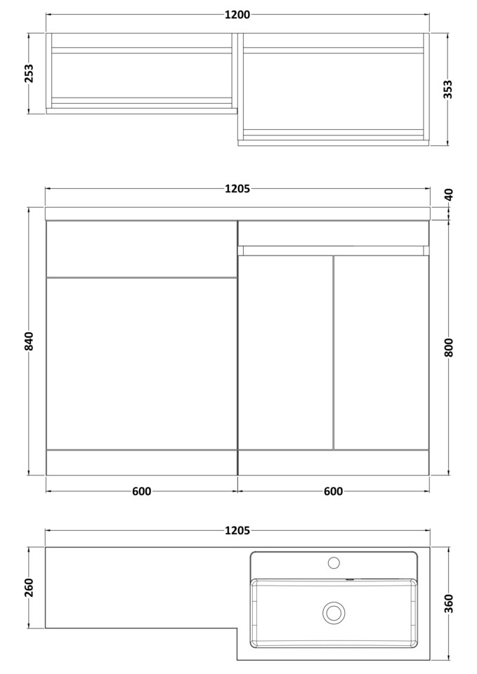 image 1 of Balterley Floor Standing Compact Unit with Left Hand Polymarble Basin