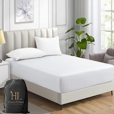 Homes-Linen Fitted Sheet Percale Rich Cotton 180 Thread Count Non Iron 25cm Deep Pocket Fitted Bed Sheets White | King