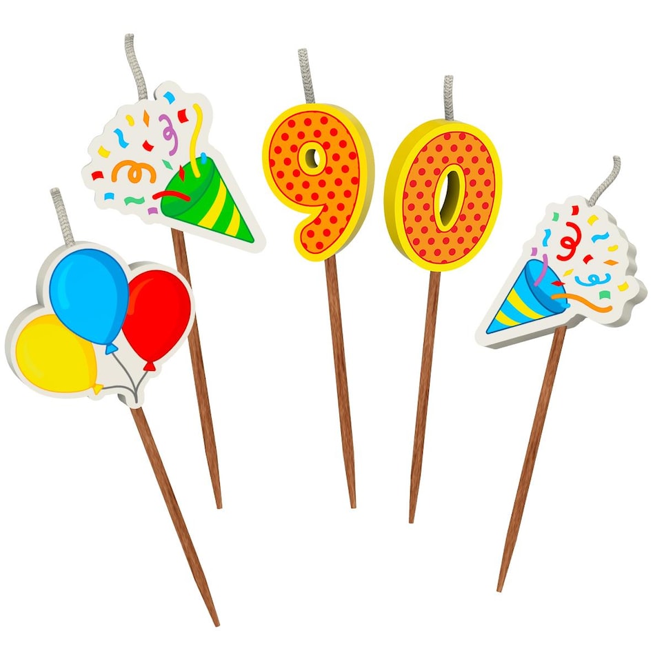 image 1 of Milestone 90th Birthday Cake Candle Set