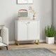 image 2 of HOMCOM Sideboard with Adjustable Shelves & 2 Doors for Living Room, White White | Gold