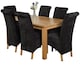 image 1 of Oslo 150 x 90 cm Medium Oak Dining Table and 6 Montana Fabric Chairs | Black | Black