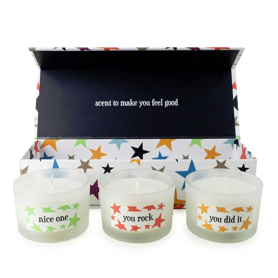 image 1 of Candlelight Congratulations Set of 3 Candles Gift Box Bright Stars Multi | One Size