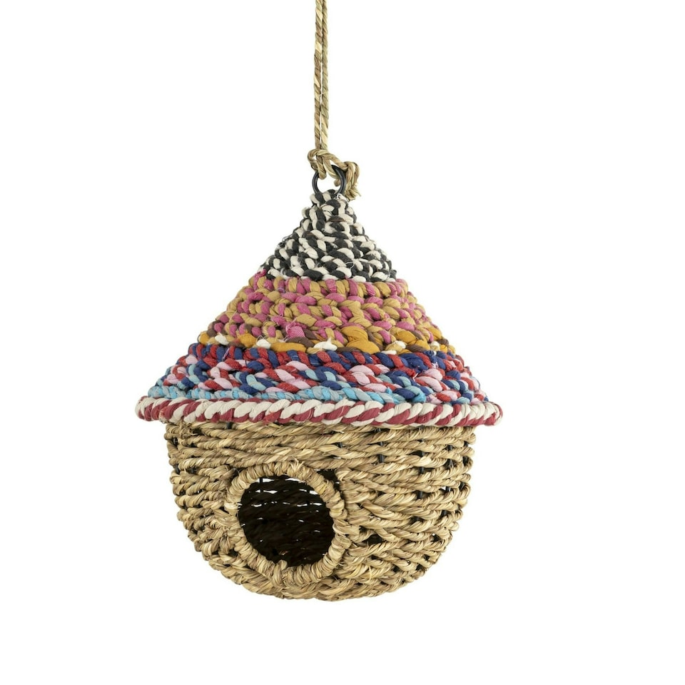 image 1 of Munja & Sari Bird House Round With Roof | Multi | 1