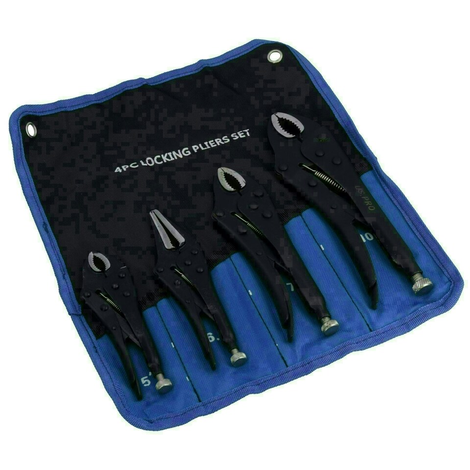 image 1 of 4pc Locking Grip Wrench Set Vice Locking Pliers Mole Grips Heavy Duty AT017