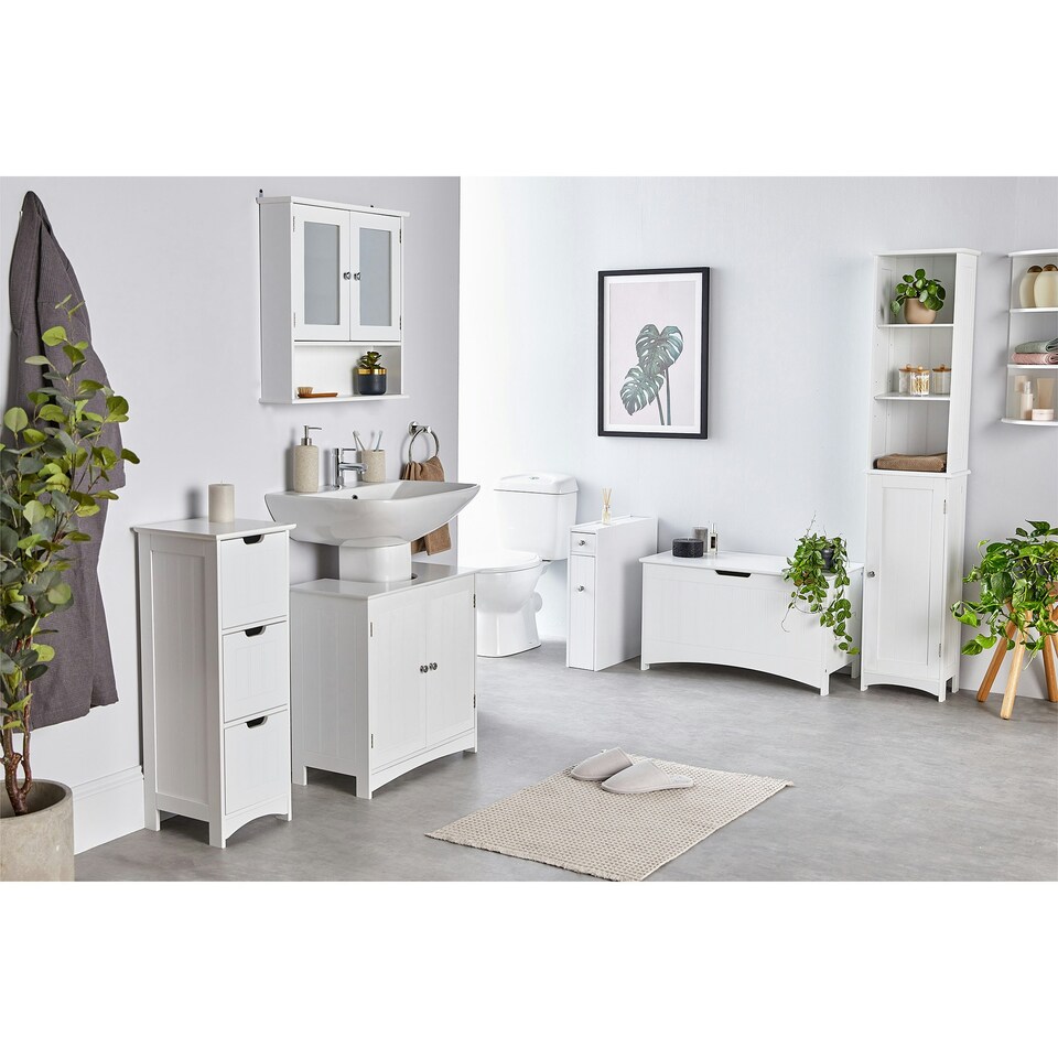 image 1 of VonHaus Holbrook White Bathroom 3 Tier Corner Shelf