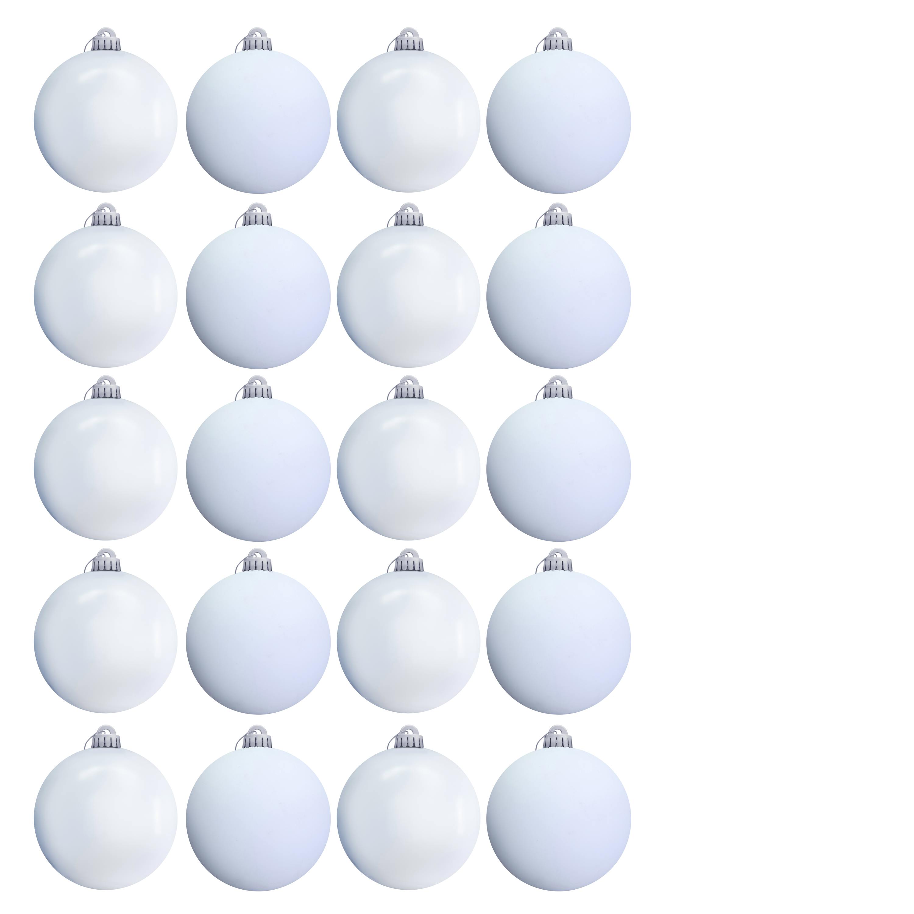 Christmas Tree World 15cm Bauble Set Shiny/Matt (20 pc) - White