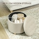 image 8 of HOMCOM 45cm Round Ottoman with Storage, Lid, Cashmere Footstool, Cream White Cream