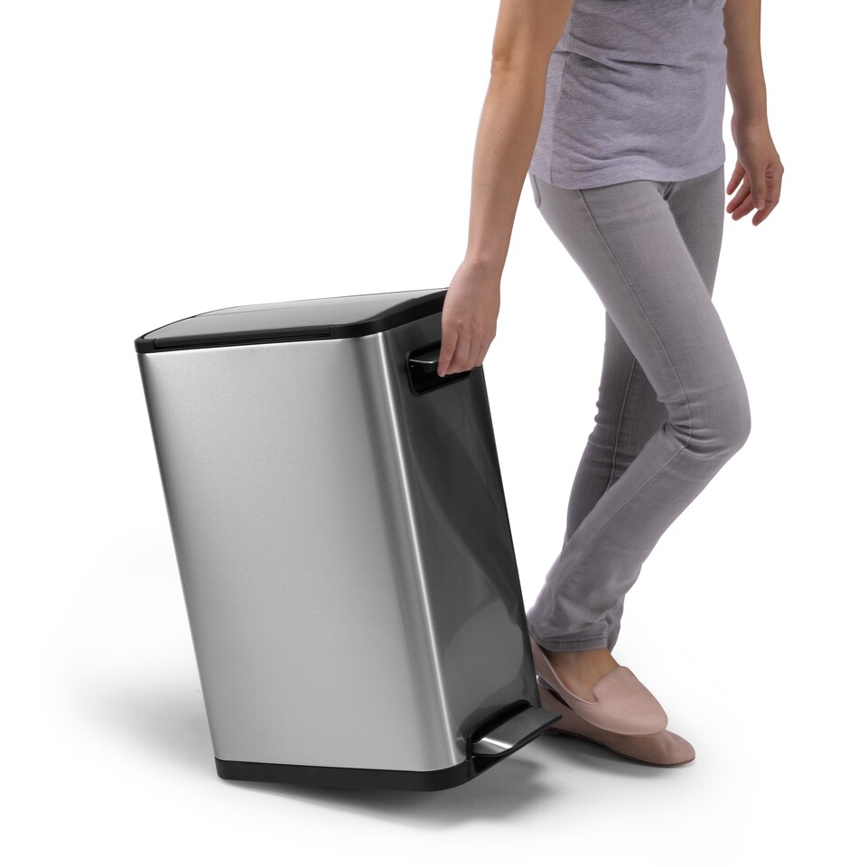 image 1 of Ecofly Recycling Bin 20+20L | Silver | Stainless Steel | 40L