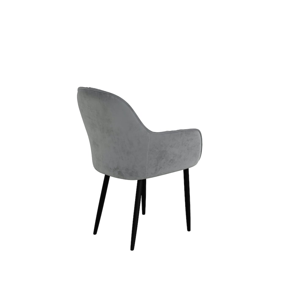image 1 of Set Of 2 Anika Modern Velvet Dining Chair Padded Seat Metal Legs (Grey)